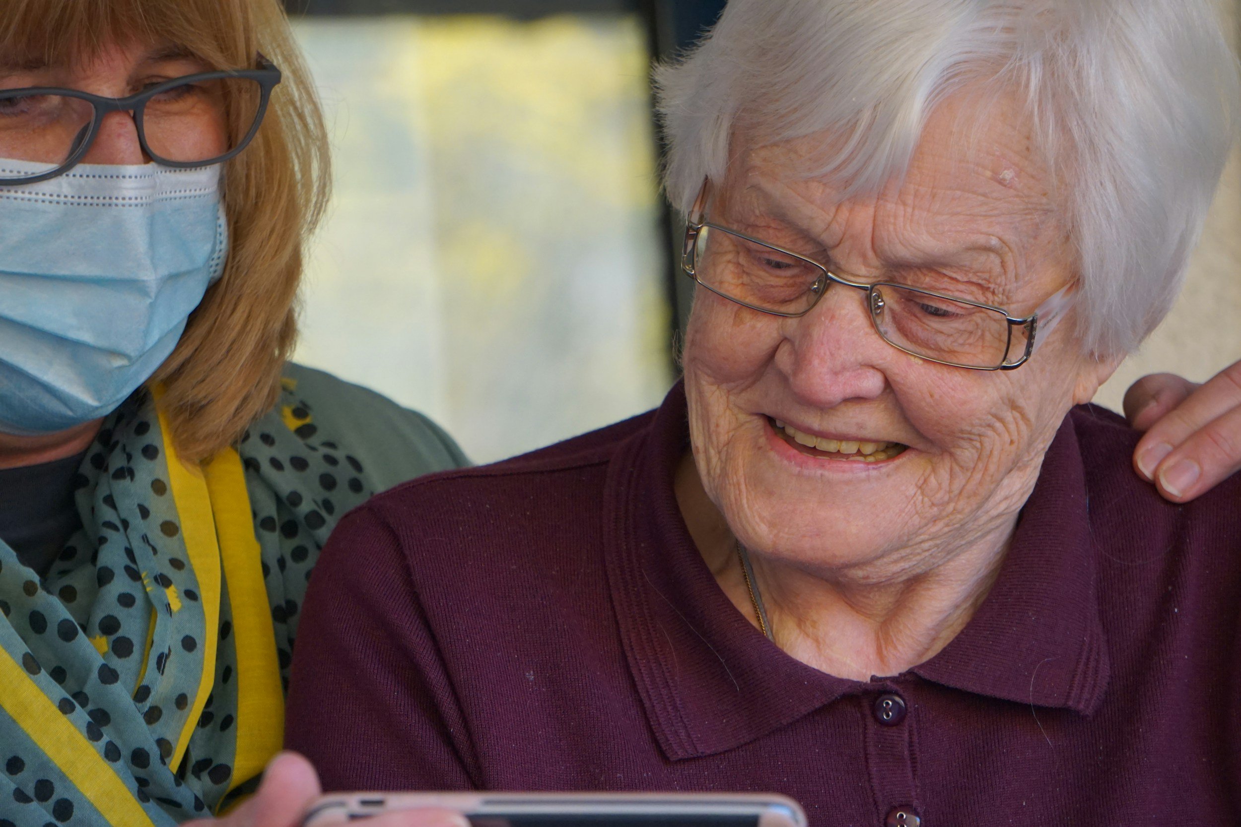 Home health professional using a laptop on the go